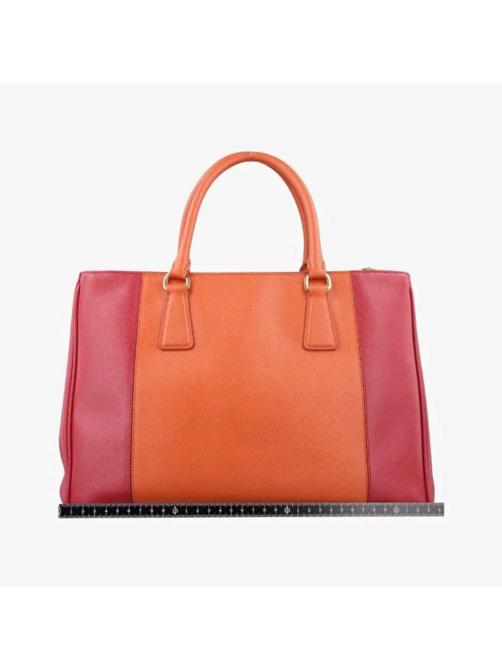 Prada Galleria Orange Red Saffiano Leather 14 Shoulder Bag